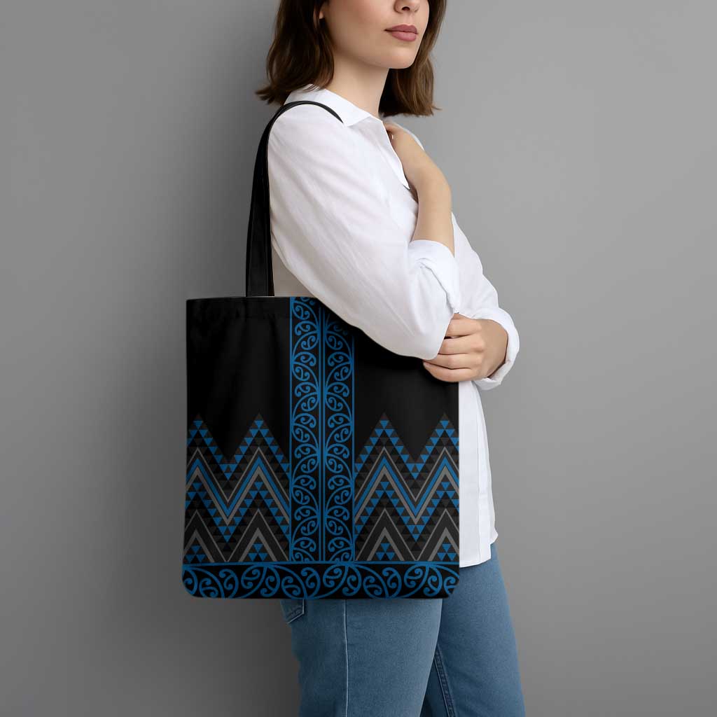Blue Aotearoa Mangopare Kowhaiwhai Niho Taniwha Tote Bag Maori New Zealand - Polynesian Pride