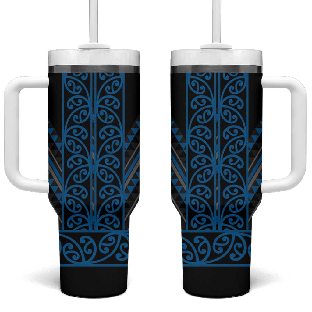 Blue Aotearoa Mangopare Kowhaiwhai and Niho Taniwha Tumbler With Handle Maori New Zealand