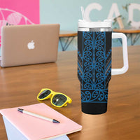 Blue Aotearoa Mangopare Kowhaiwhai and Niho Taniwha Tumbler With Handle Maori New Zealand