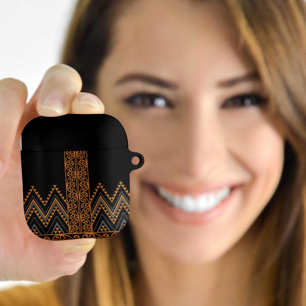 Gold Aotearoa Mangopare Kowhaiwhai Niho Taniwha AirPods Case Maori New Zealand - Polynesian Pride