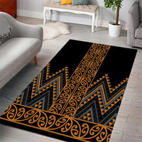 Gold Aotearoa Mangopare Kowhaiwhai and Niho Taniwha Area Rug Maori New Zealand