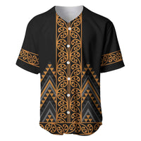 Gold Aotearoa Mangopare Kowhaiwhai and Niho Taniwha Baseball Jersey Maori New Zealand