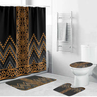 Gold Aotearoa Mangopare Kowhaiwhai Niho Taniwha Bathroom Set Maori New Zealand - Polynesian Pride