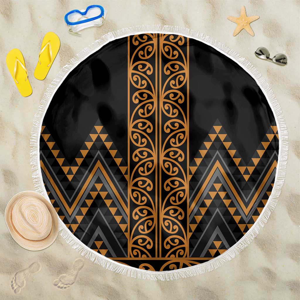 Gold Aotearoa Mangopare Kowhaiwhai and Niho Taniwha Beach Blanket Maori New Zealand