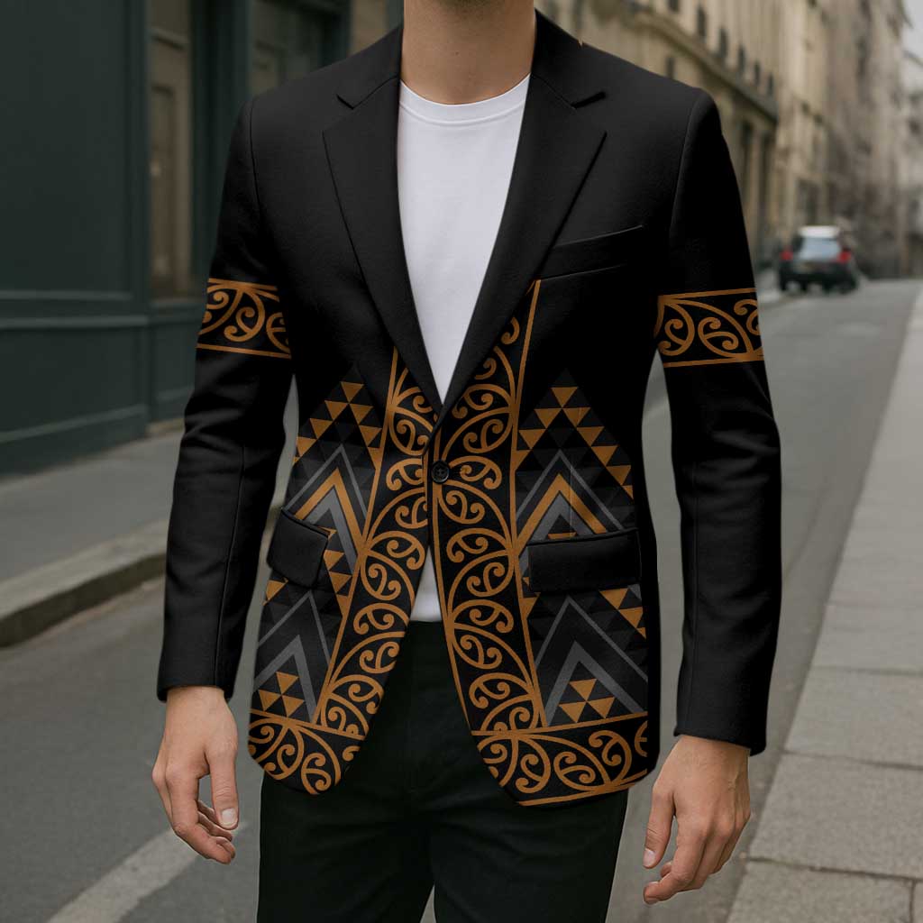 Gold Aotearoa Mangopare Kowhaiwhai Niho Taniwha Blazer Maori New Zealand - Polynesian Pride