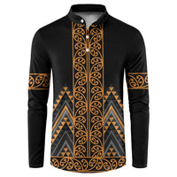 Gold Aotearoa Mangopare Kowhaiwhai and Niho Taniwha Button Sweatshirt Maori New Zealand