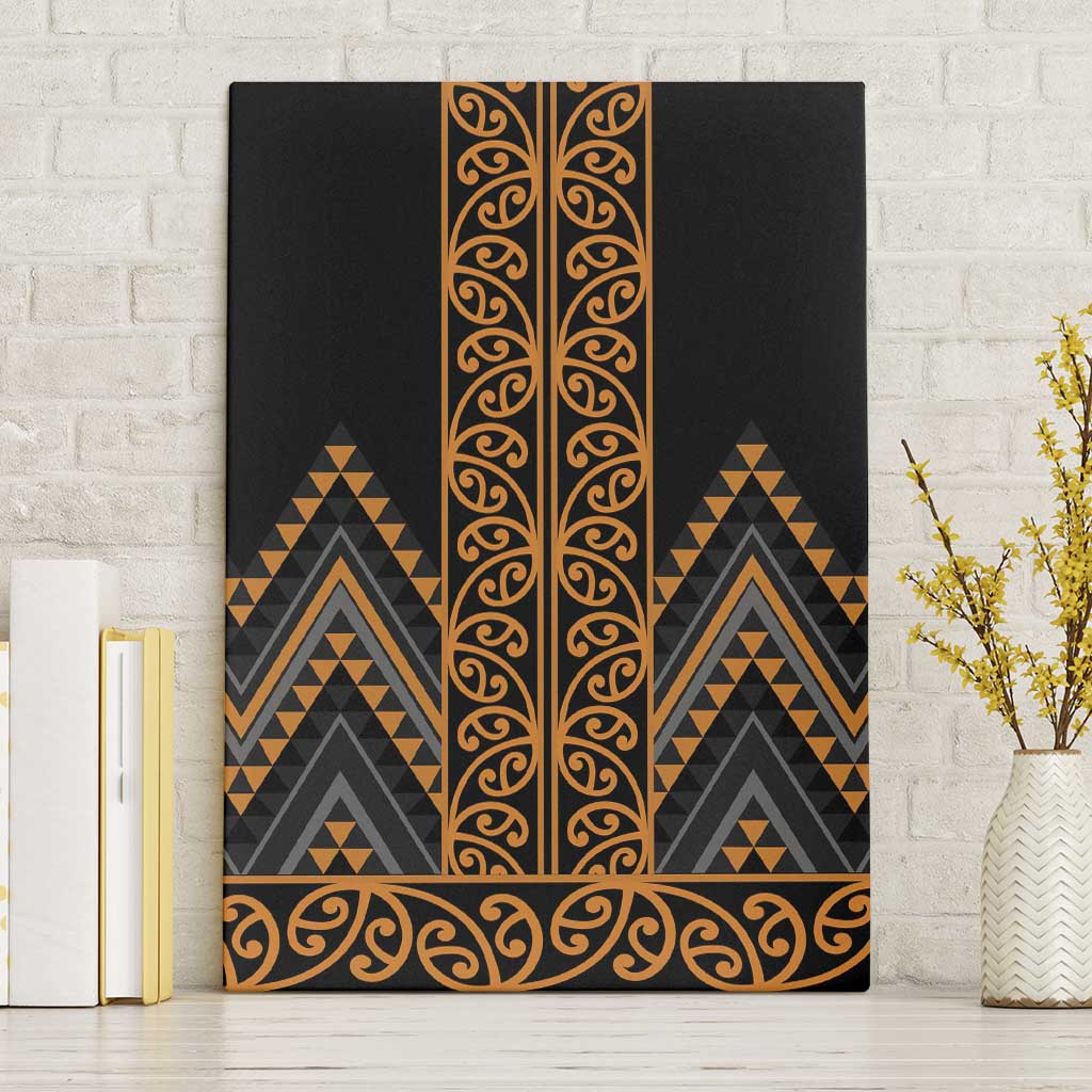 Gold Aotearoa Mangopare Kowhaiwhai and Niho Taniwha Canvas Wall Art Maori New Zealand