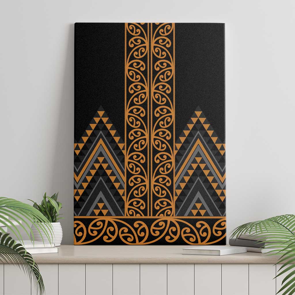 Gold Aotearoa Mangopare Kowhaiwhai and Niho Taniwha Canvas Wall Art Maori New Zealand