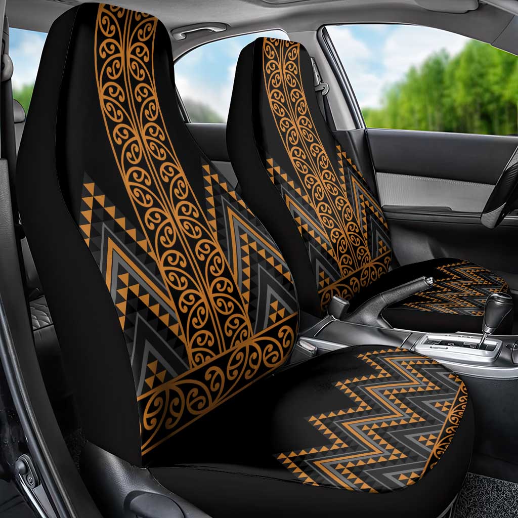 Gold Aotearoa Mangopare Kowhaiwhai and Niho Taniwha Car Seat Cover Maori New Zealand