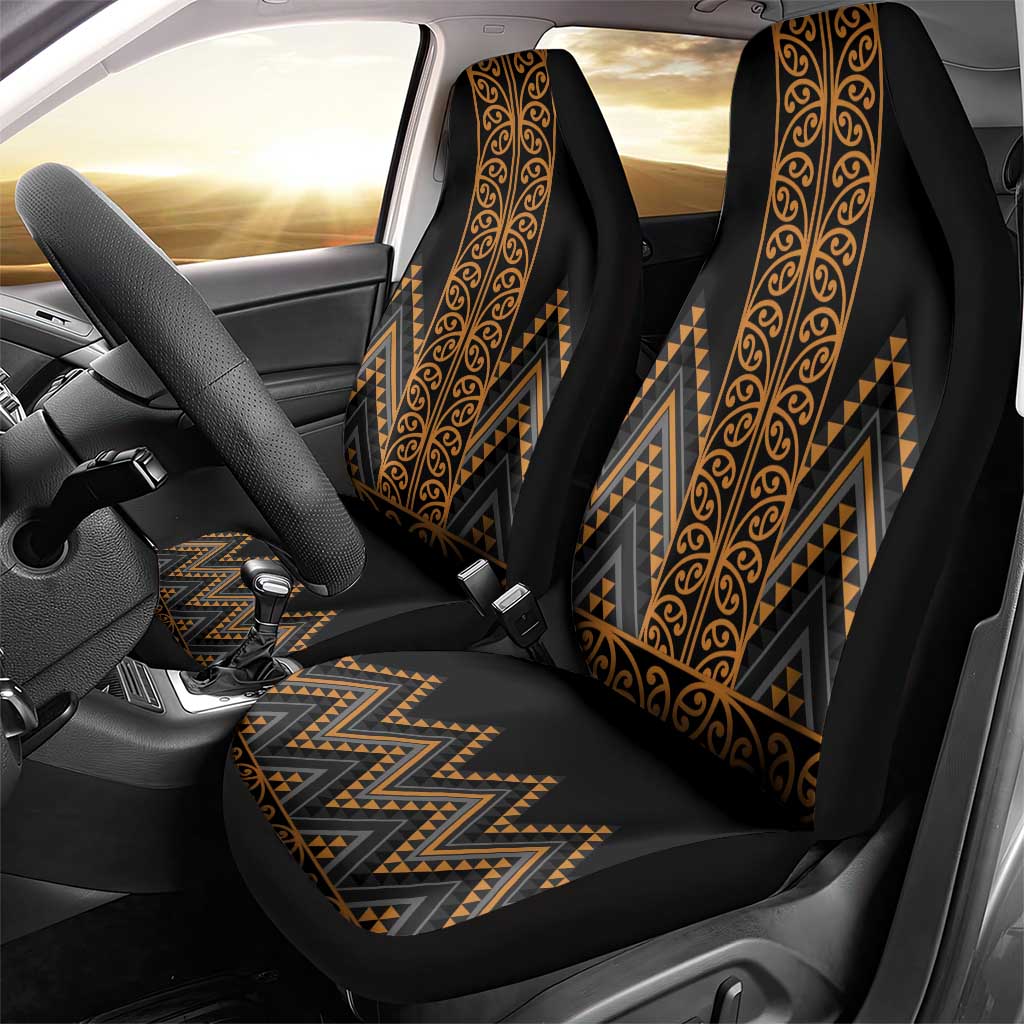 Gold Aotearoa Mangopare Kowhaiwhai and Niho Taniwha Car Seat Cover Maori New Zealand
