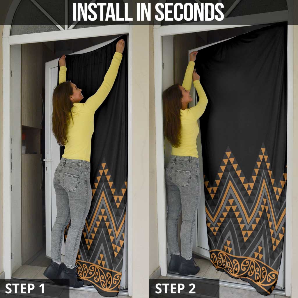 Gold Aotearoa Mangopare Kowhaiwhai Niho Taniwha Door Cover Maori New Zealand - Polynesian Pride