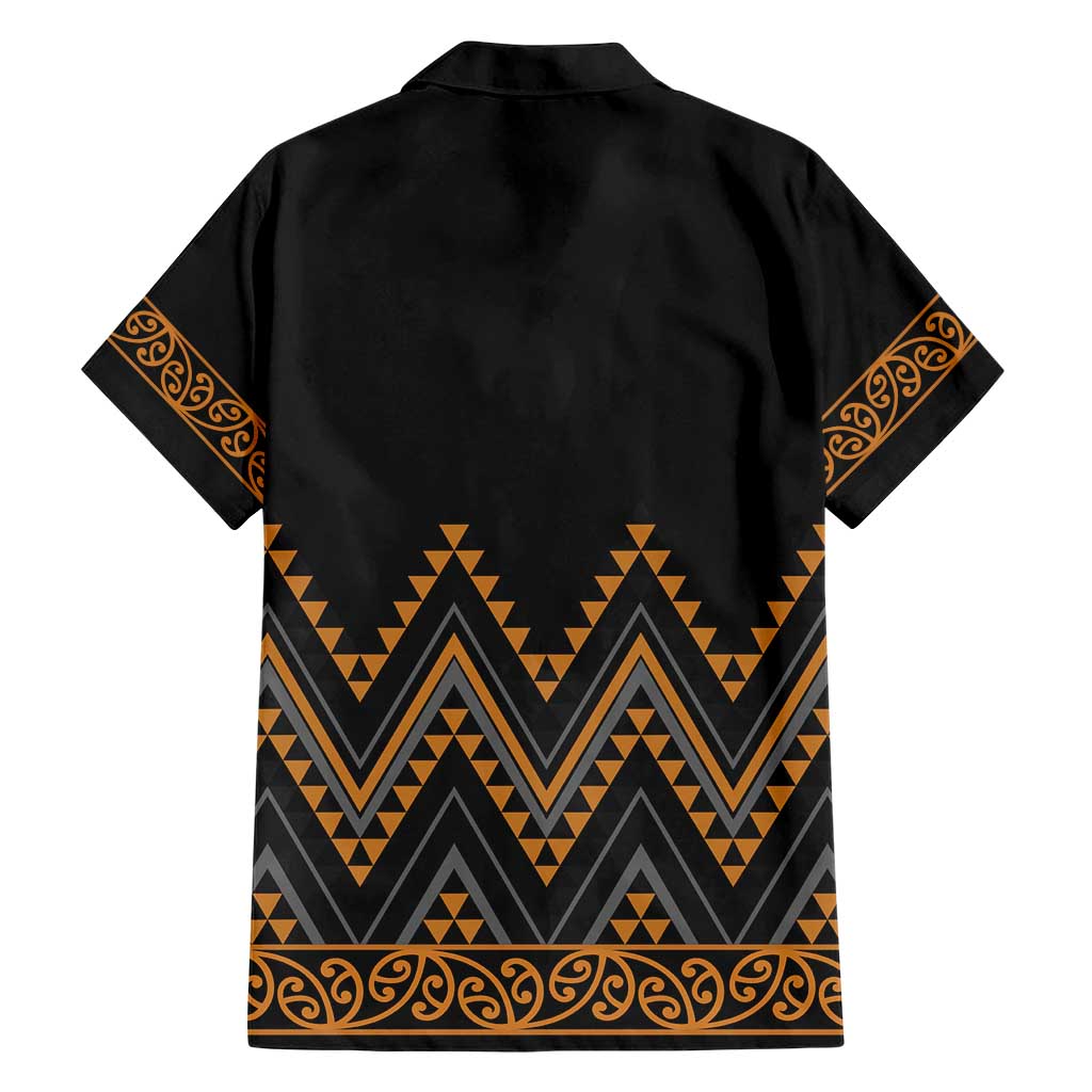 Gold Aotearoa Mangopare Kowhaiwhai and Niho Taniwha Family Matching Short Sleeve Bodycon Dress and Hawaiian Shirt Maori New Zealand