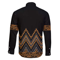 Gold Aotearoa Mangopare Kowhaiwhai and Niho Taniwha Family Matching Short Sleeve Bodycon Dress and Hawaiian Shirt Maori New Zealand