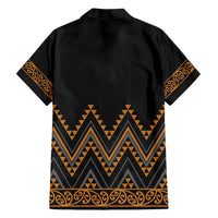 Gold Aotearoa Mangopare Kowhaiwhai and Niho Taniwha Family Matching Tank Maxi Dress and Hawaiian Shirt Maori New Zealand