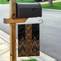 Gold Aotearoa Mangopare Kowhaiwhai and Niho Taniwha Garden Flag Maori New Zealand