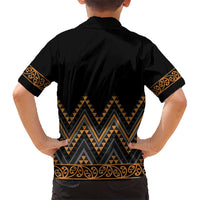 Gold Aotearoa Mangopare Kowhaiwhai and Niho Taniwha Hawaiian Shirt Maori New Zealand