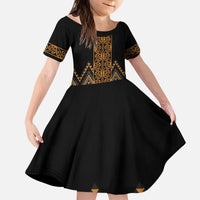 Gold Aotearoa Mangopare Kowhaiwhai and Niho Taniwha Kid Short Sleeve Dress Maori New Zealand