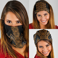 Gold Aotearoa Mangopare Kowhaiwhai Niho Taniwha Neck Gaiter Maori New Zealand - Polynesian Pride