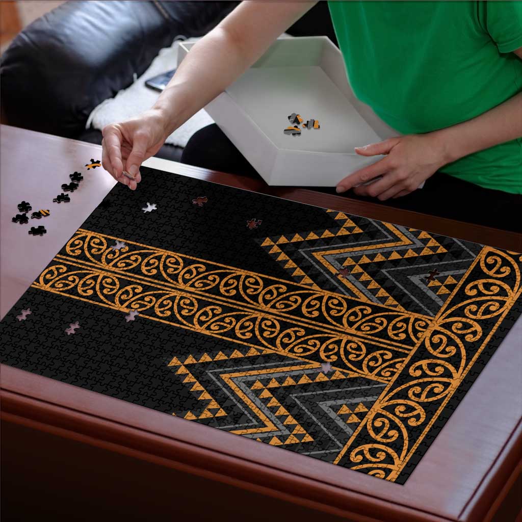 Gold Aotearoa Mangopare Kowhaiwhai Niho Taniwha Puzzle Maori New Zealand - Polynesian Pride