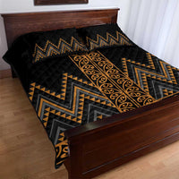 Gold Aotearoa Mangopare Kowhaiwhai and Niho Taniwha Quilt Bed Set Maori New Zealand