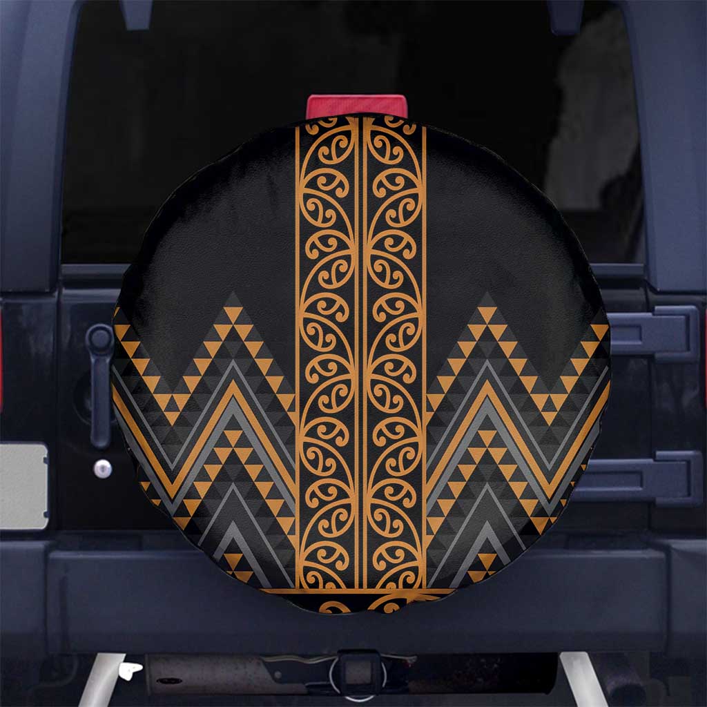 Gold Aotearoa Mangopare Kowhaiwhai and Niho Taniwha Spare Tire Cover Maori New Zealand
