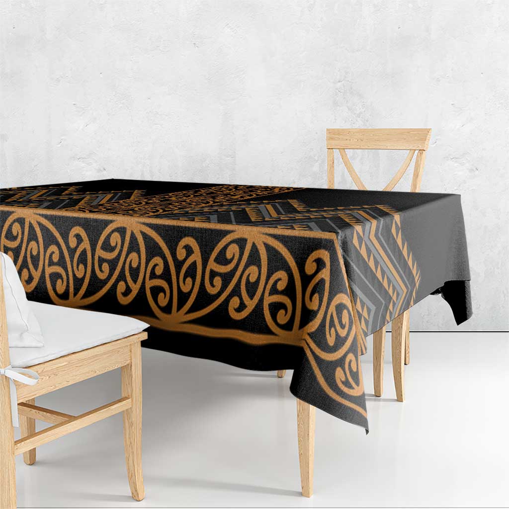 Gold Aotearoa Mangopare Kowhaiwhai and Niho Taniwha Tablecloth Maori New Zealand