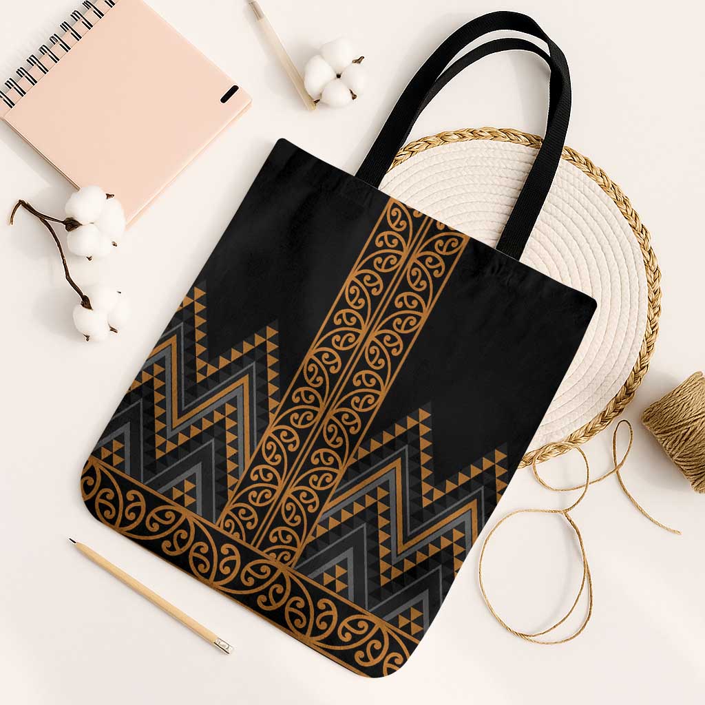 Gold Aotearoa Mangopare Kowhaiwhai Niho Taniwha Tote Bag Maori New Zealand - Polynesian Pride
