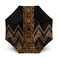Gold Aotearoa Mangopare Kowhaiwhai Niho Taniwha Umbrella Maori New Zealand - Polynesian Pride