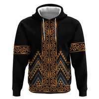 Gold Aotearoa Mangopare Kowhaiwhai and Niho Taniwha Zip Hoodie Maori New Zealand
