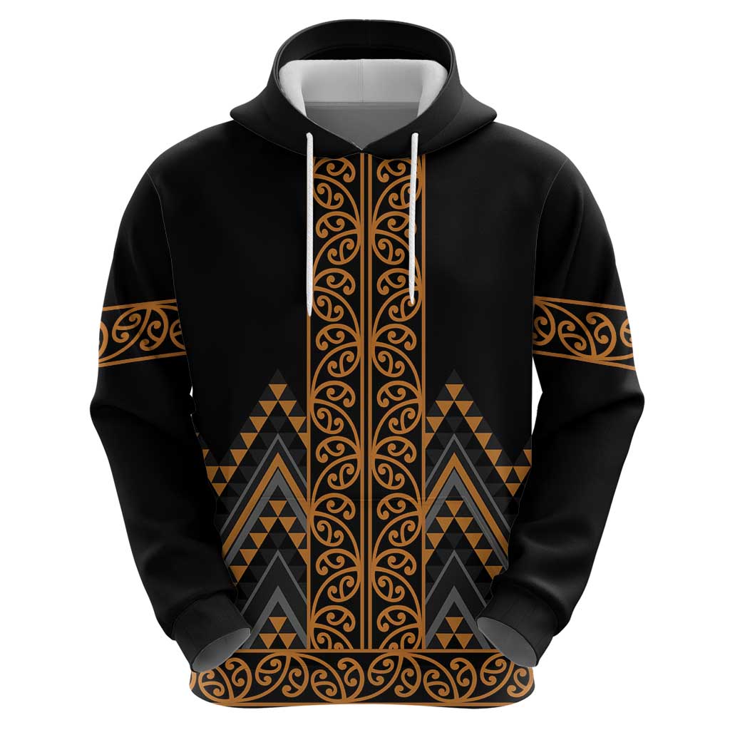 Gold Aotearoa Mangopare Kowhaiwhai and Niho Taniwha Zip Hoodie Maori New Zealand