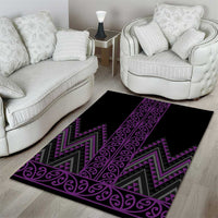 Purple Aotearoa Mangopare Kowhaiwhai and Niho Taniwha Area Rug Maori New Zealand