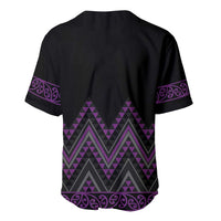 Purple Aotearoa Mangopare Kowhaiwhai and Niho Taniwha Baseball Jersey Maori New Zealand