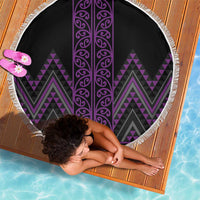 Purple Aotearoa Mangopare Kowhaiwhai and Niho Taniwha Beach Blanket Maori New Zealand
