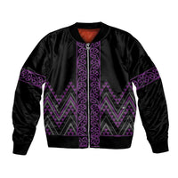 Purple Aotearoa Mangopare Kowhaiwhai and Niho Taniwha Bomber Jacket Maori New Zealand