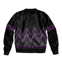 Purple Aotearoa Mangopare Kowhaiwhai and Niho Taniwha Bomber Jacket Maori New Zealand