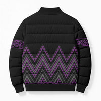 Purple Aotearoa Mangopare Kowhaiwhai Niho Taniwha Bomber Puffer Jacket Maori New Zealand - Polynesian Pride