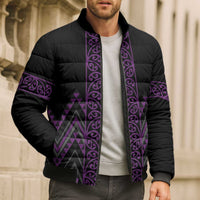 Purple Aotearoa Mangopare Kowhaiwhai Niho Taniwha Bomber Puffer Jacket Maori New Zealand - Polynesian Pride