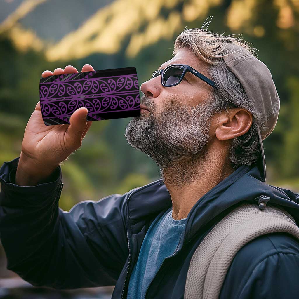 Purple Aotearoa Mangopare Kowhaiwhai and Niho Taniwha 4 in 1 Can Cooler Tumbler Maori New Zealand