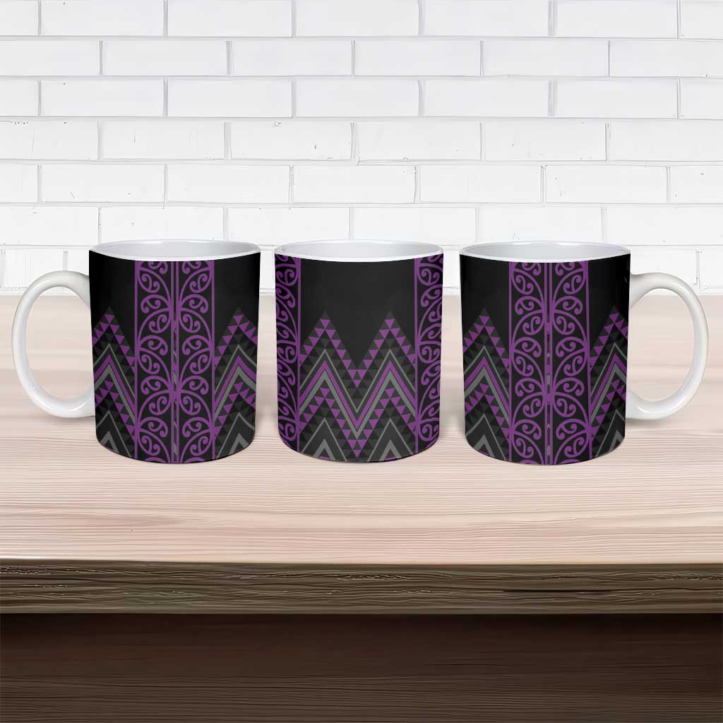 Purple Aotearoa Mangopare Kowhaiwhai Niho Taniwha Ceramic Mug Maori New Zealand - Polynesian Pride