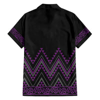 Purple Aotearoa Mangopare Kowhaiwhai and Niho Taniwha Family Matching Short Sleeve Bodycon Dress and Hawaiian Shirt Maori New Zealand