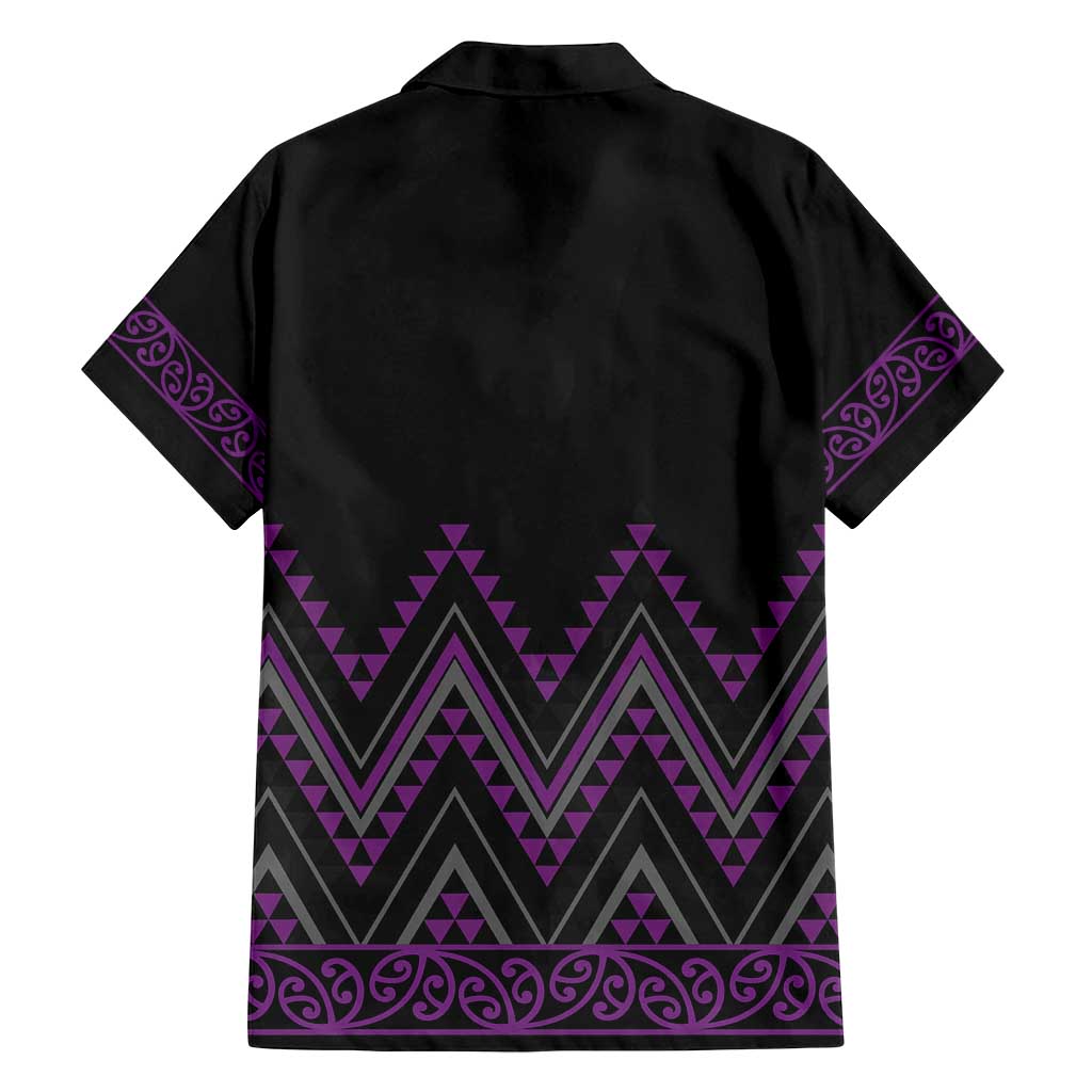 Purple Aotearoa Mangopare Kowhaiwhai and Niho Taniwha Family Matching Summer Maxi Dress and Hawaiian Shirt Maori New Zealand