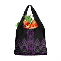 Purple Aotearoa Mangopare Kowhaiwhai and Niho Taniwha Grocery Bag Maori New Zealand