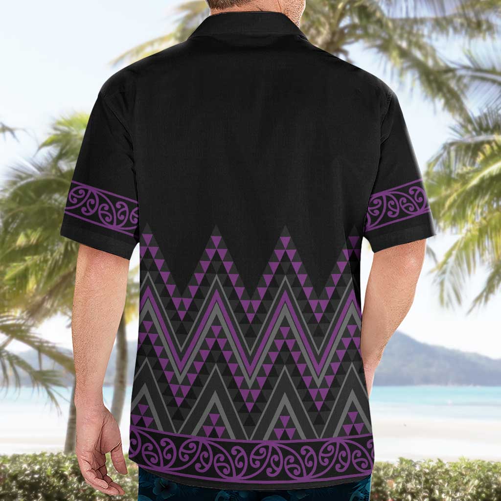 Purple Aotearoa Mangopare Kowhaiwhai and Niho Taniwha Hawaiian Shirt Maori New Zealand