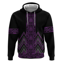 Purple Aotearoa Mangopare Kowhaiwhai and Niho Taniwha Hoodie Maori New Zealand
