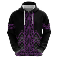 Purple Aotearoa Mangopare Kowhaiwhai and Niho Taniwha Hoodie Maori New Zealand