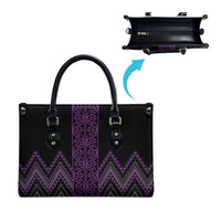 Purple Aotearoa Mangopare Kowhaiwhai Niho Taniwha Leather Bag Maori New Zealand - Polynesian Pride