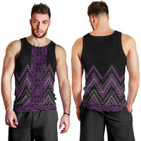 Purple Aotearoa Mangopare Kowhaiwhai and Niho Taniwha Men Tank Top Maori New Zealand