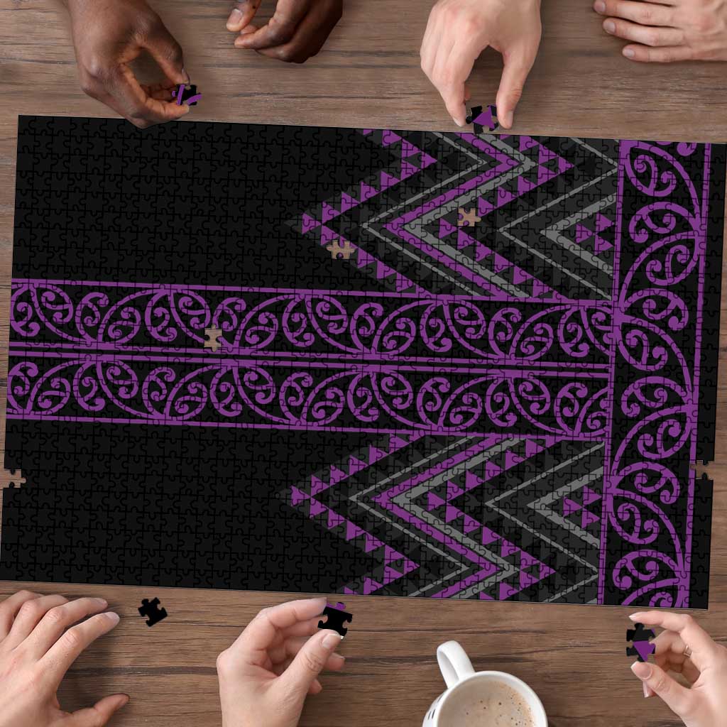 Purple Aotearoa Mangopare Kowhaiwhai Niho Taniwha Puzzle Maori New Zealand - Polynesian Pride