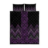 Purple Aotearoa Mangopare Kowhaiwhai and Niho Taniwha Quilt Bed Set Maori New Zealand
