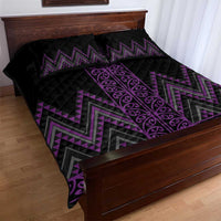 Purple Aotearoa Mangopare Kowhaiwhai and Niho Taniwha Quilt Bed Set Maori New Zealand
